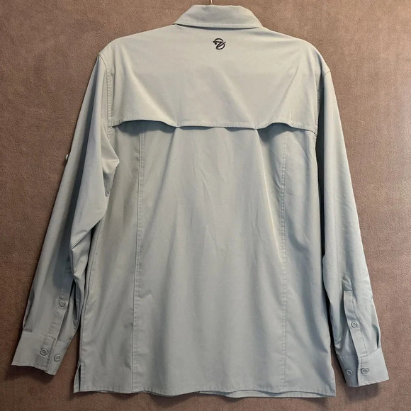 Gillz Blue Vented Button Up Fishing Shirt Mens Size Medium Breathable Roll Tab - Picture 2 of 8